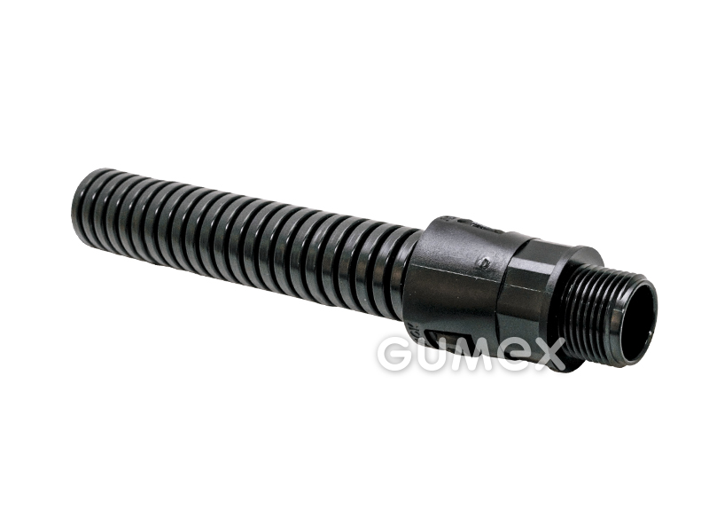 Koncovka pro plastové kabelové chráničky Adaptalok A přímá pro chráničky PAL/PF/PAT, 13mm, vnější závit PG 9, IP66, PA6, -50°C/+120°C, černá